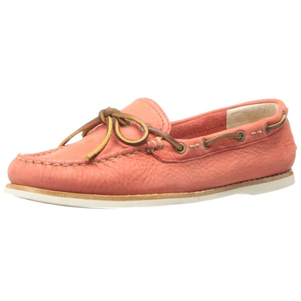 FRYE Quincy Tie Leather Boat Shoes Coral women’s size 6.5 - Picture 8 of 11